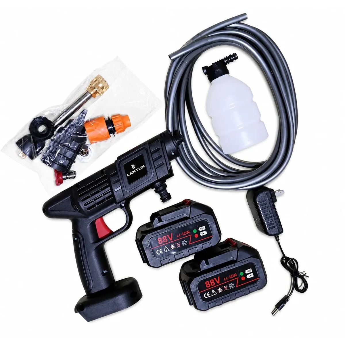 HIDROLAVADORA MARCA LANTUN 88V – DOBLE BATERÍA RECARGABLE