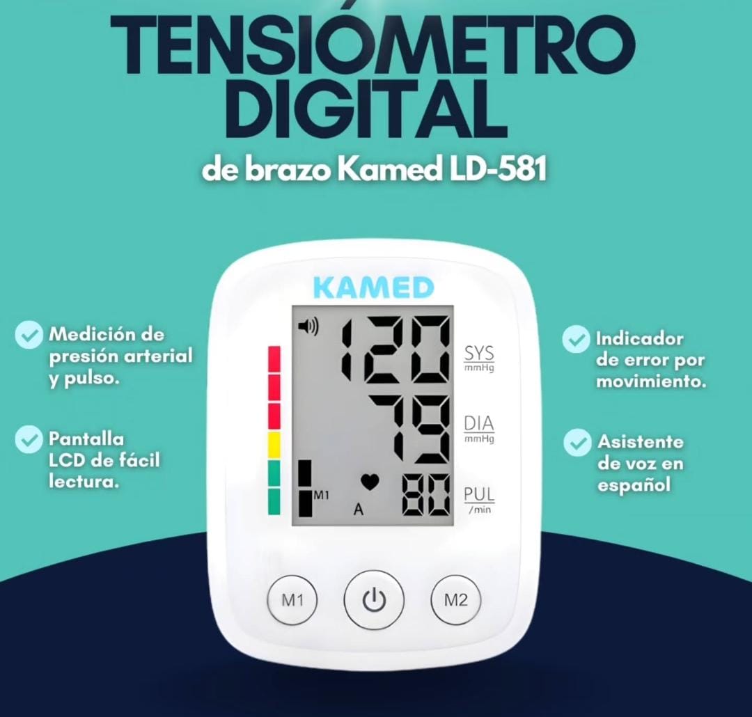 TENSIÓMETRO DIGITAL KAMED CON VOZ EN ESPAÑOL
