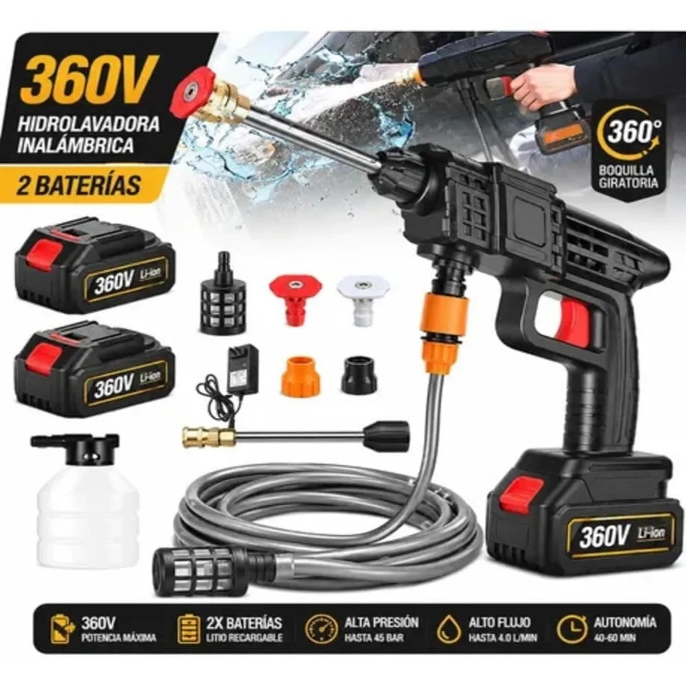 HIDROLAVADORA INALÁMBRICA 360V – DOBLE BATERÍA LI-ION